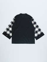 Night open collar shirt - BLACK×WHITE