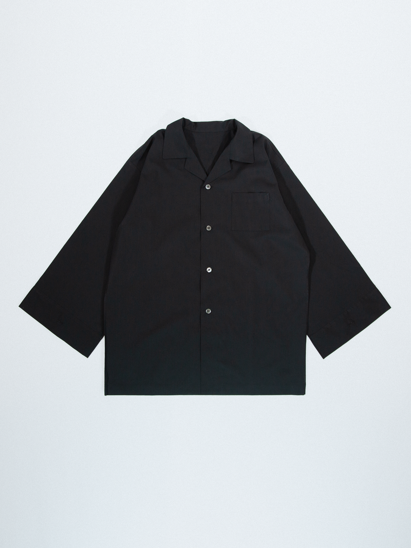 Classic open collar shirt - BLACK