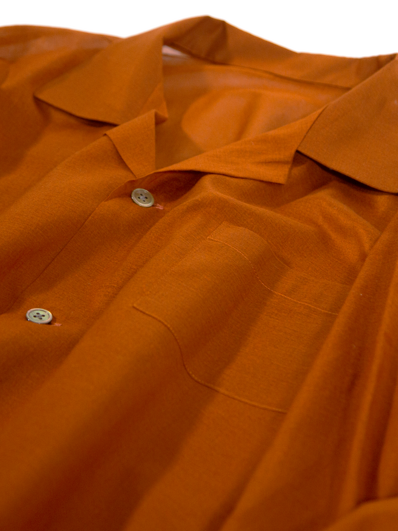 Classic open collar shirt - TERRA-COTTA